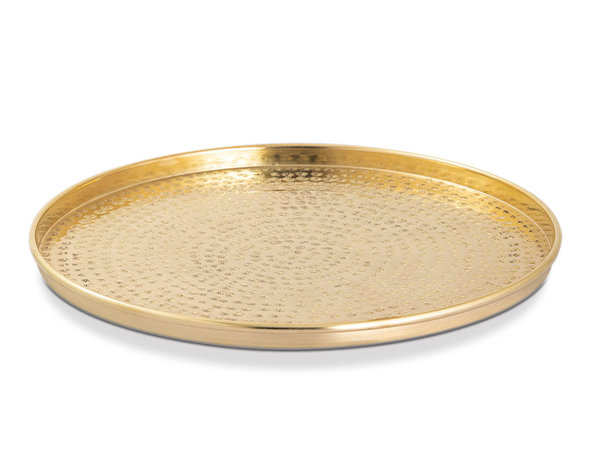 Deko Tablett ø 40 cm rund gold Serviertablett Metall